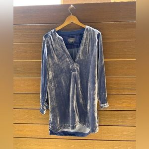 NEW Anthropologie Melody velvet blue tunic dress size S- never worn/no tags